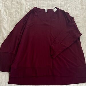 Lou & Grey Deep Red V-Neck Sweater